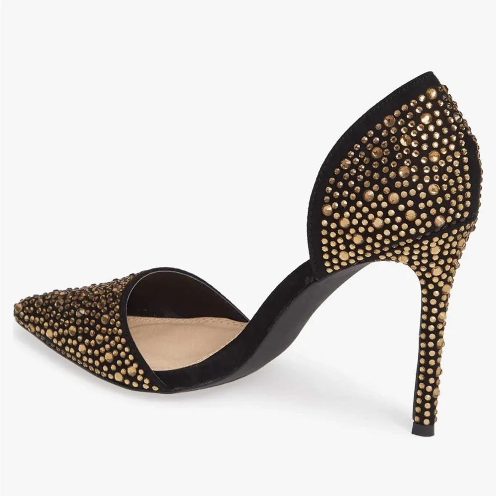 Stunning! Lauren Lorraine  GOLD Crystal Embellished d'Orsay Pump 7 - Picture 3 of 9